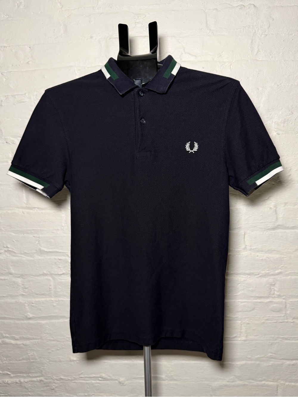 Fred Perry Black Polo with Green & White Trim